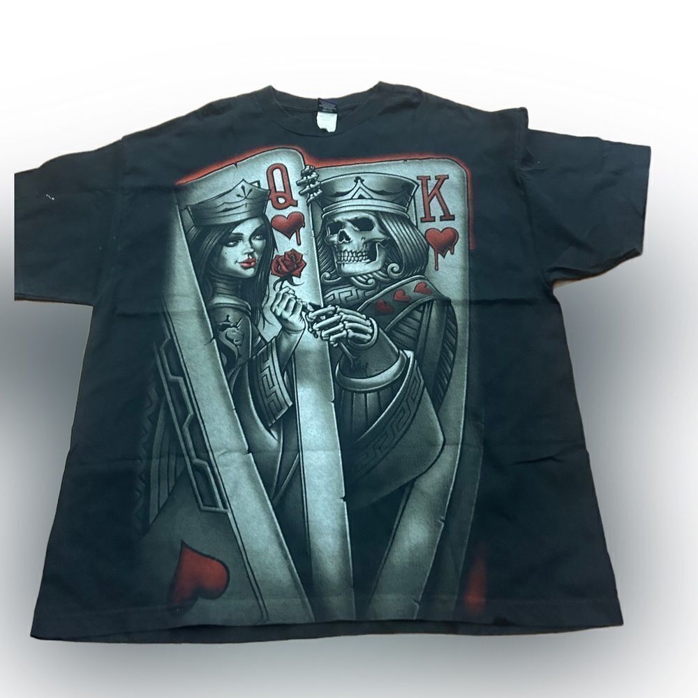 Vintage Skeleton Skull King and Queen Gothic Tshirt